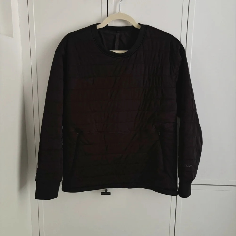 Lululemon Dynamic Movement Crew Black Quilted Pullover Sweatshirt Size 2 - Picture 5 of 9